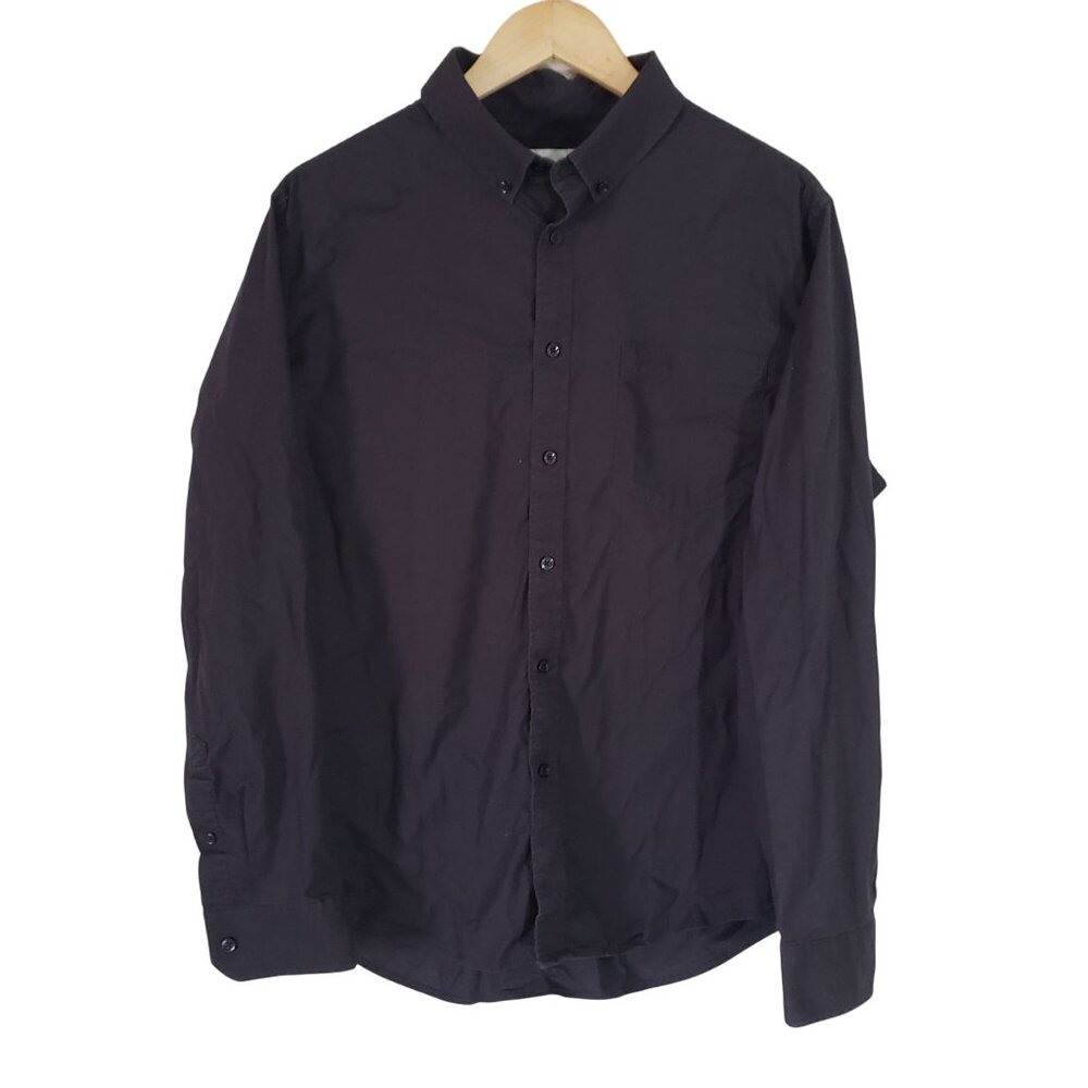 Goodfellow & Co Mens Black Long-Sleeve Button-Up‎ Shirt Size L Business Casual
